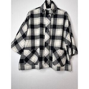 Coldwater Creek Plaid Black/ Ivory Checker Wool Blend Women's Jacket Size Pxs